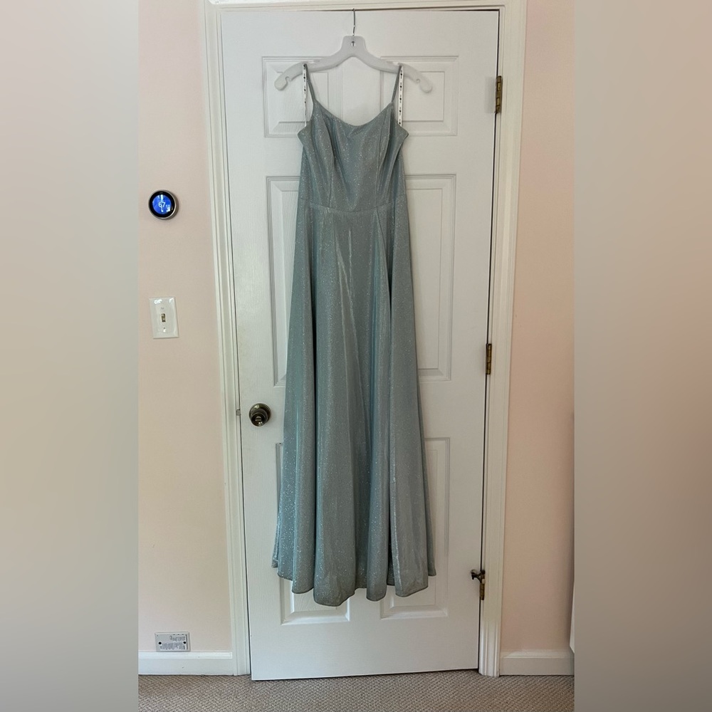 Dillards Sparkly Blue and Silver Prom Dress